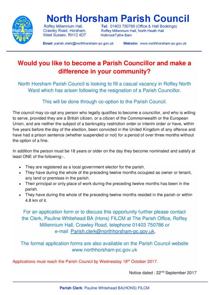 Casual vacancy September 2017