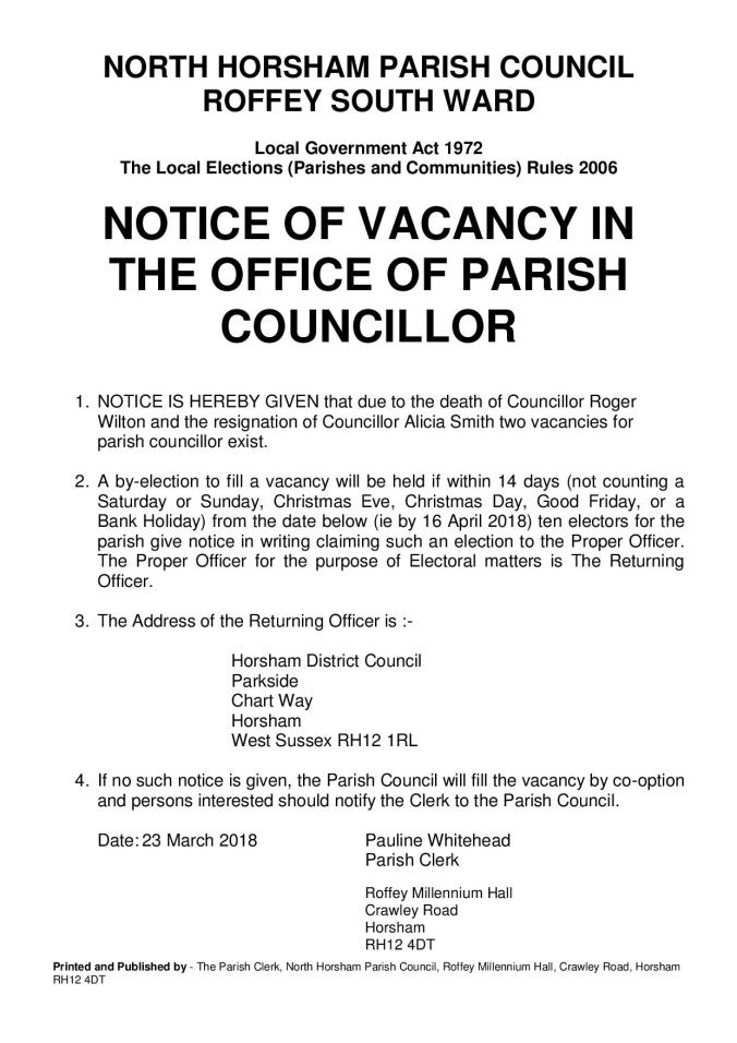 Vacancy Notice North Horsham - Roffey South 230318 (2)