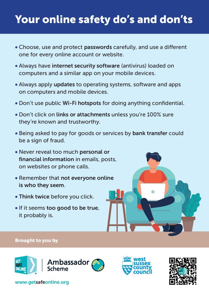 Online Safety Poster explaining the do's and don'ts